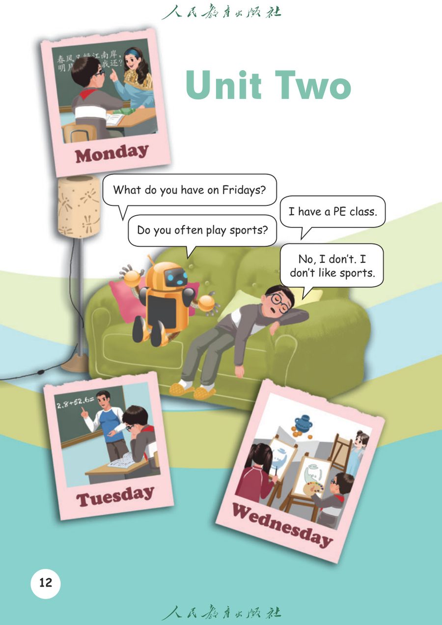 Unit 2 My week 教材截图